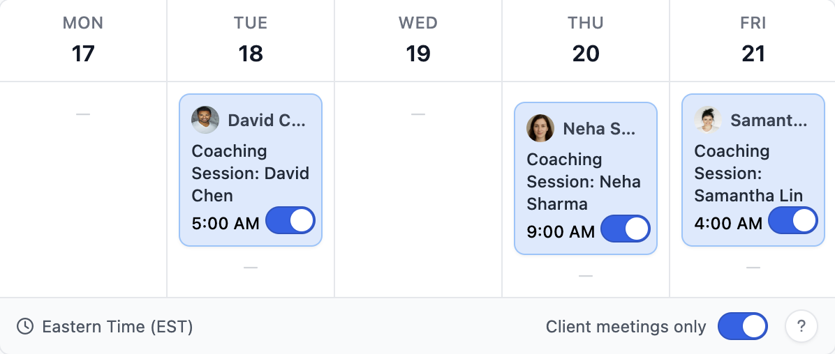 Automated calendar integration - sessions are automatically captured