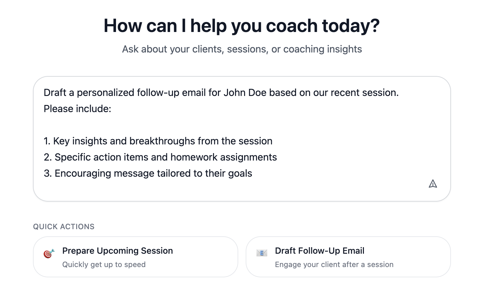 JourneyLoop Assistant interface showing conversational coaching guidance