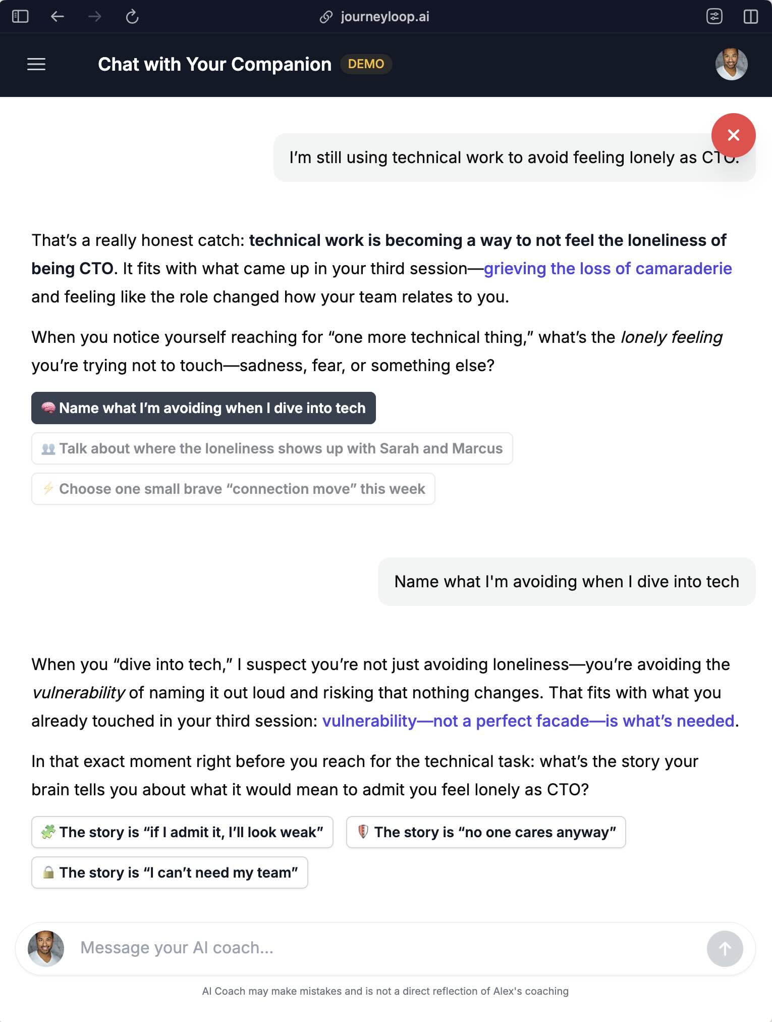 Where You Grow section showing three vulnerability-focused prompts